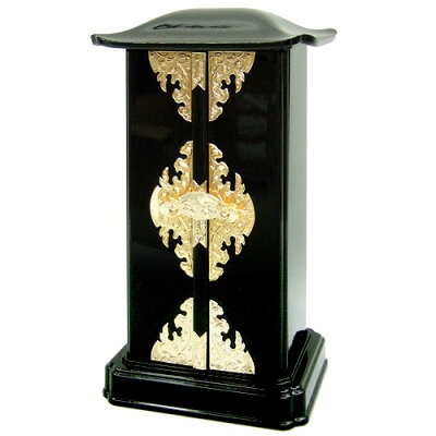 厨子型ミニ仏壇（小型）黒色蒔絵鉄仙