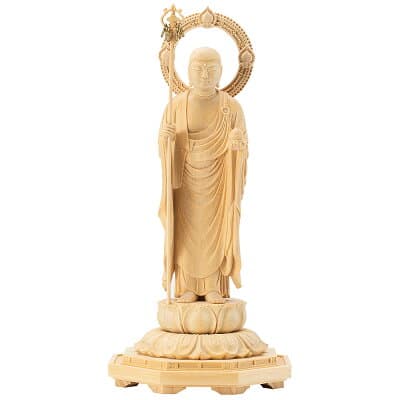 地蔵菩薩 榧製 八角台座 3.5寸 高さ17.1cm