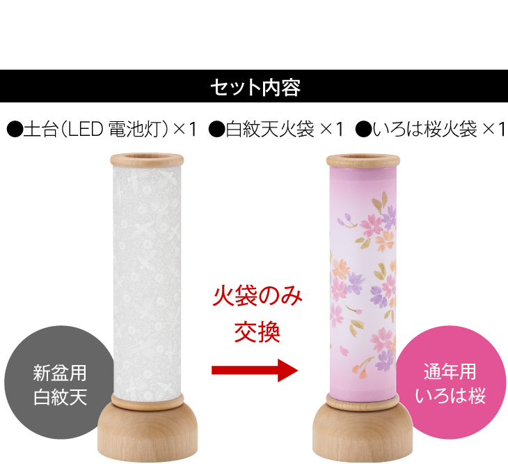 ふうら火袋2点セット【G】 白紋天+いろは桜