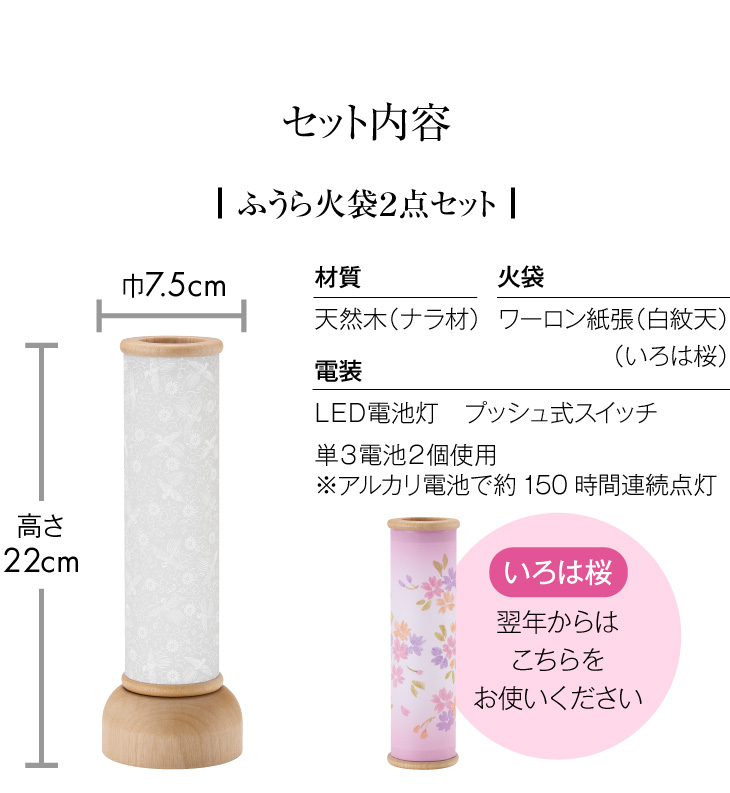 ふうら火袋2点セット【G】 白紋天+いろは桜