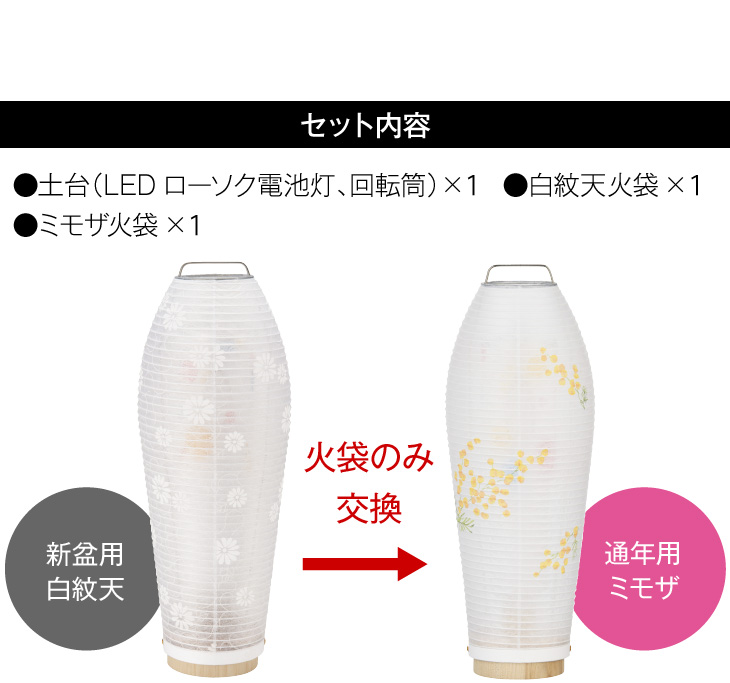 灯影(ほかげ)火袋2点セット【I】 白紋天+ミモザ