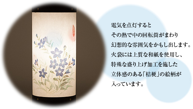 ミニお盆提灯 回転行灯 長良の小路 桔梗(一個)