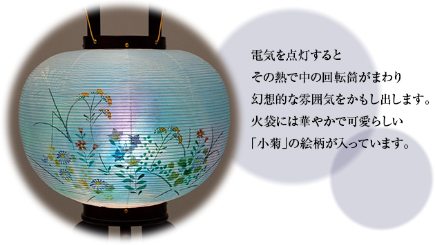 対柄盆提灯 小型回転行灯 9号 1117-C(一対)