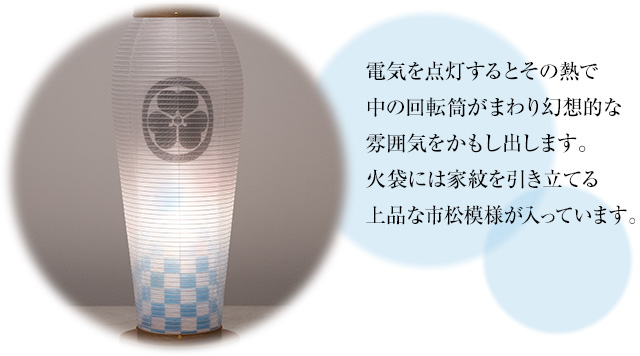 家紋入 回転行灯 はごろも2号 水色市松 2122-5