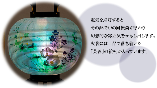 対柄 盆提灯 小型 回転行灯 9号 2510-W(一対)