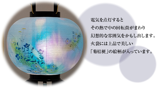 対柄盆提灯 小型回転行灯 9号 2518-W(一対)