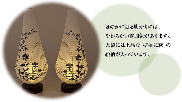ミニ対柄盆提灯 結花(ゆいか) コードレス 3924-W(一対)