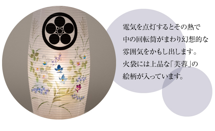 家紋入 ミニ盆提灯 回転行灯 こまち チーク 8932-1-2 一対セット