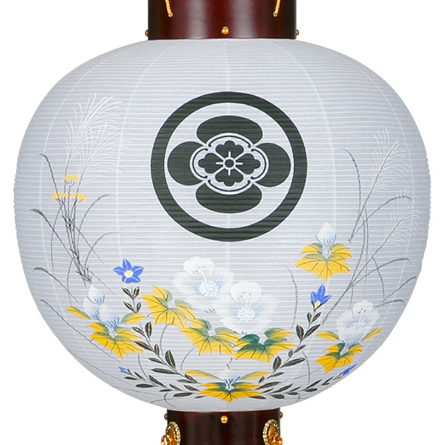 家紋入盆提灯 御殿丸 尺三丸 コードレス 9641-T | 仏壇・仏具