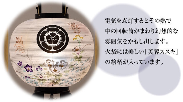 家紋入盆提灯 対柄 回転行灯11号 9931-W
