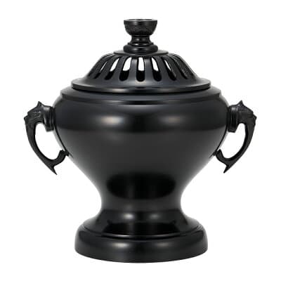 【寺院用】タレカブラ型 香炉 黒色 8寸付 胴径21.2cm