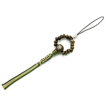 梵字入り念珠ストラップ・子・緑檀生命樹