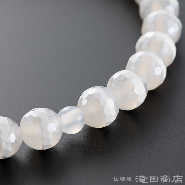 女性用数珠 シャイニーアゲート 白瑪瑙仕立 8mm玉