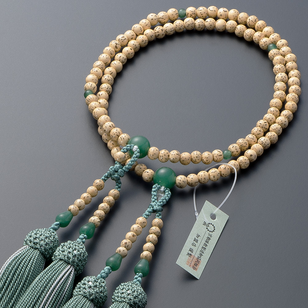 八宗用(八宗兼用)本式数珠【女性用】 星月菩提樹 インド翡翠仕立