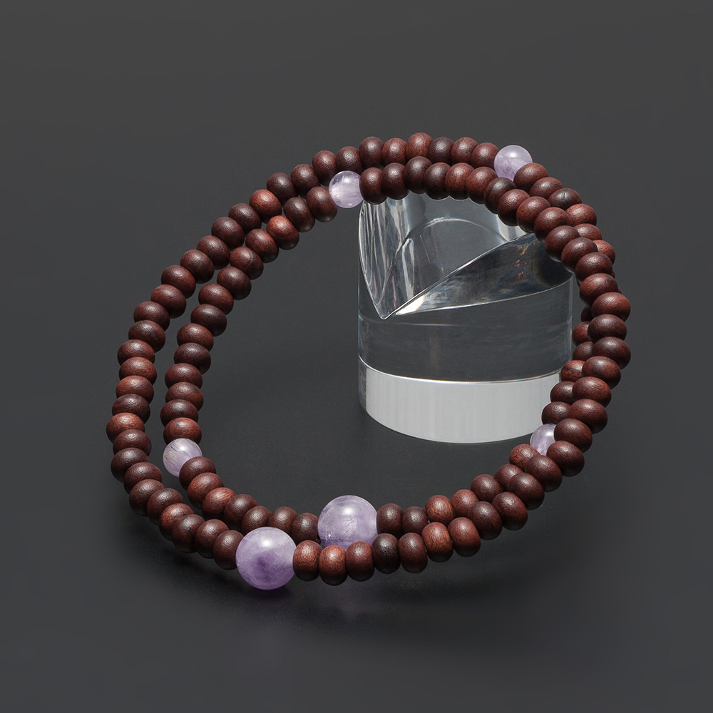 特選腕輪念珠 108珠 紫檀（艶消）紫雲石仕立 本式数珠ブレスレット