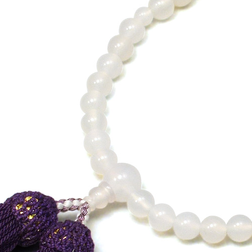 女性用数珠 白メノー 正絹頭付房