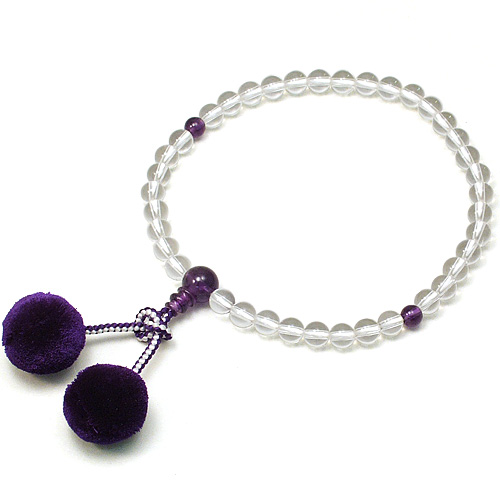 女性用数珠 水晶 紫水晶仕立 正絹梵天房