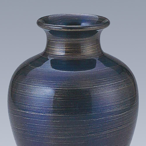 仏壇用花瓶・お盆用花瓶 銅製 住吉 スパイラルブルー色 (一対) 7号