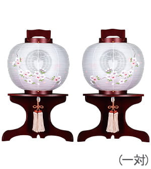 家紋入対柄盆提灯 たまふさ10号 枝垂れ桜8722-W