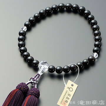 数珠 女性用 モリオン カット本水晶仕立 8mm玉