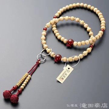 浄土宗 本式数珠 女性用 星月菩提樹 瑪瑙(メノウ)仕立 六万浄土8寸