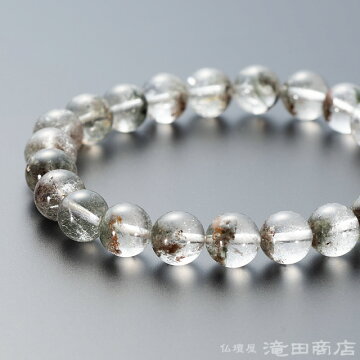 特選腕輪念珠 鑑別書付きブレス ガーデンクォーツ 8.5ミリ玉 ストレート